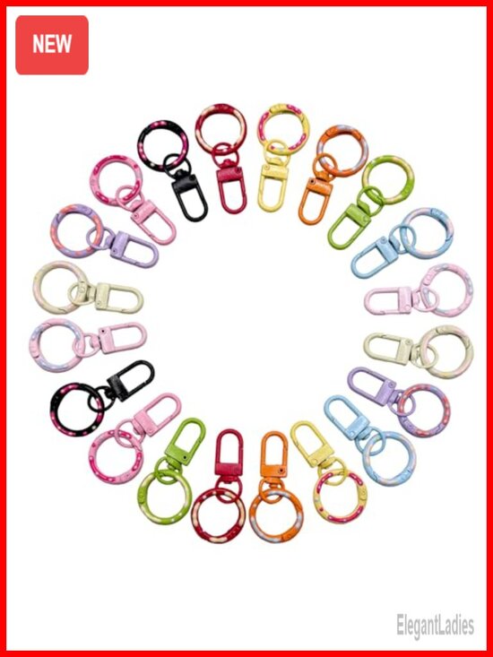 Accessories - 20pc Donut Key Rings & Lobster Claw Clasps - Zinc Alloy DIY Craft Keychain Set
